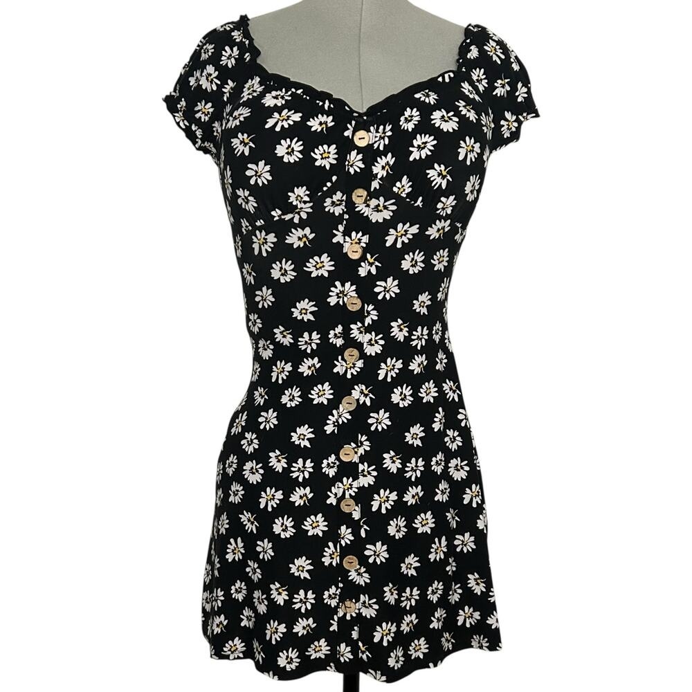 Black and White Floral Mini Dress Size S
